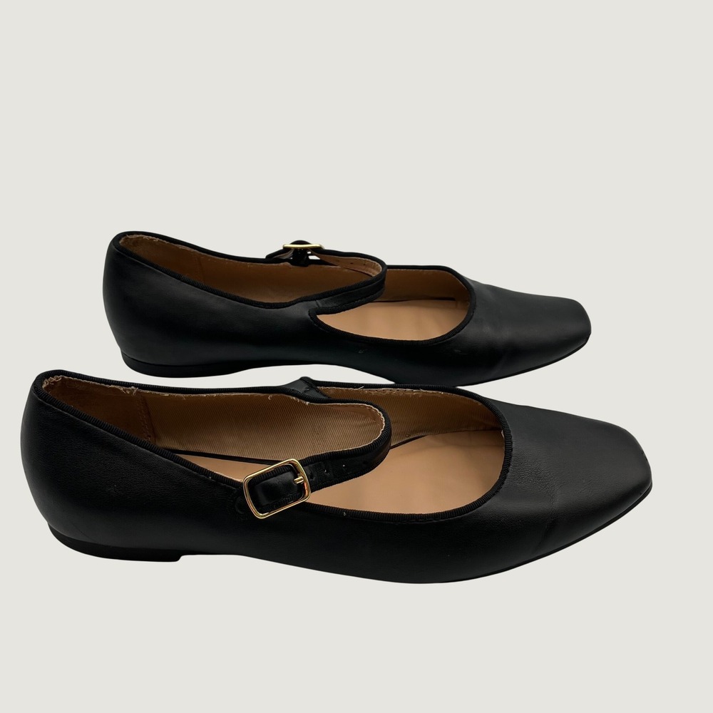 Time and Tru Black Mary Jane Flats Square Toe Memory Foam Shoes Womens 8